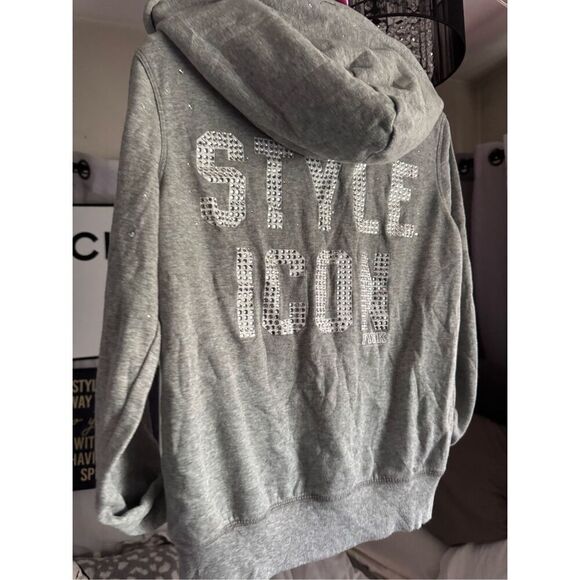 VS pink Full zip up hoodie hooded sweatshirt og y2k vintage bling style icon - Picture 3 of 13